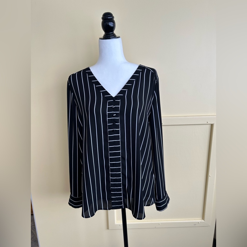 Ricki’s Black and White Pinstriped Long Sleeve Shirt